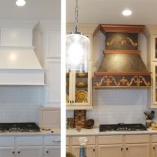 Before and after kitchen cabinets and faux copper stove hood3